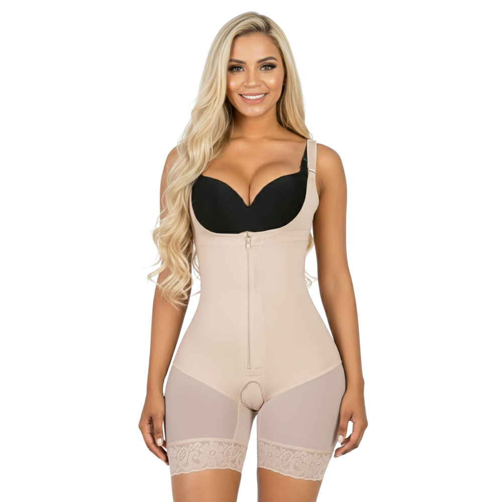 Combinaison sculptante intégrale couleur nude Gabmood, conçue pour un lissage uniforme et une silhouette définie.