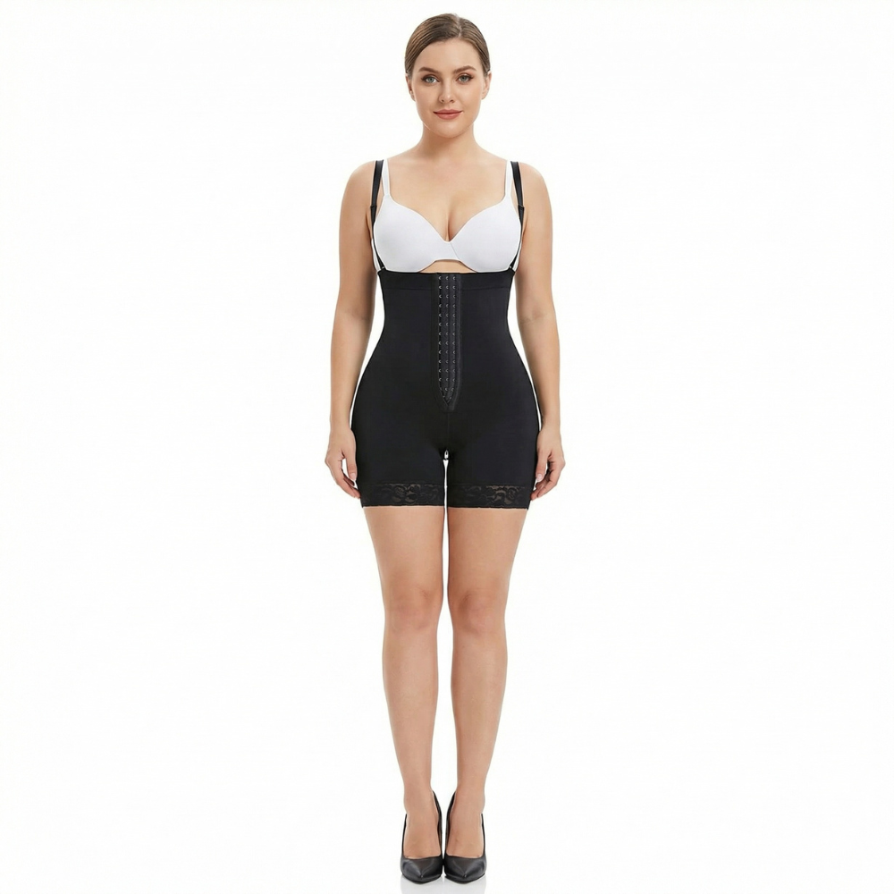 Gaine de maintien double structure couleur noir Gabmood, conçue pour harmoniser les lignes du corps.