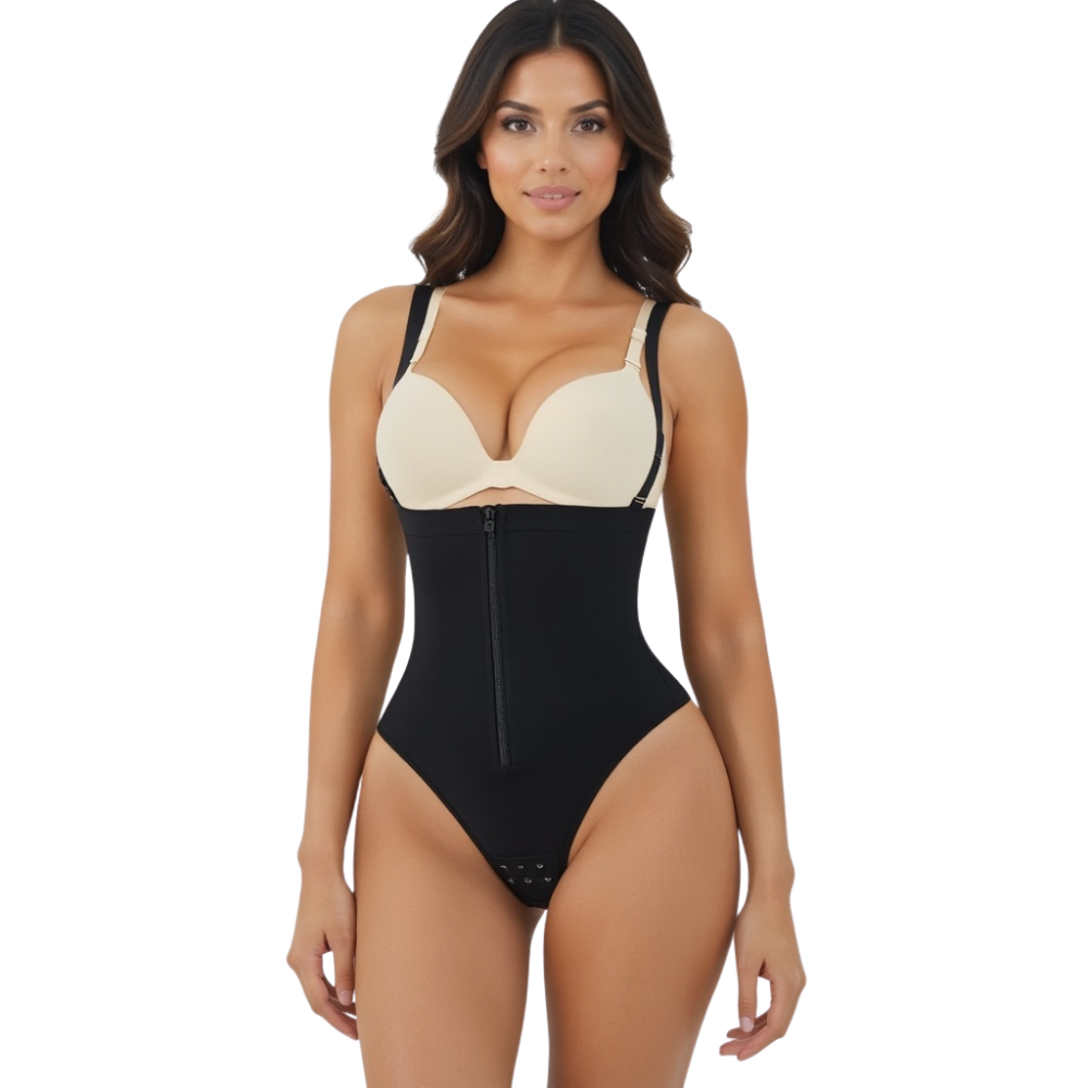 Gaine string sculptante noire pour ventre plat sans démarcation