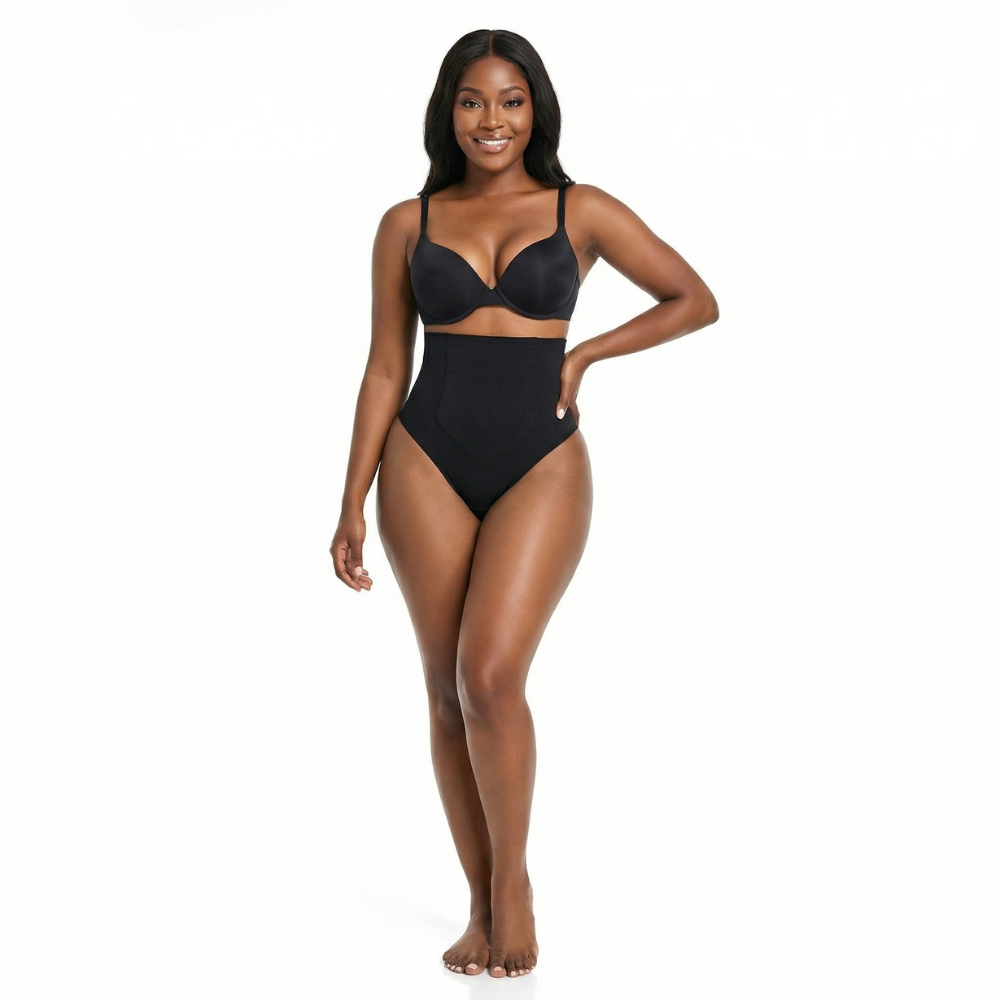 Tanga sculptant noir Gabmood avec haute compression abdominale