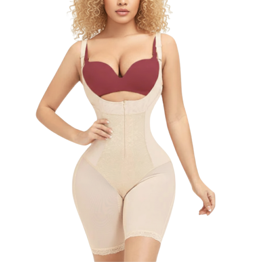 Combinaison sculptante nude avec bretelles ajustables pour un maintien optimal