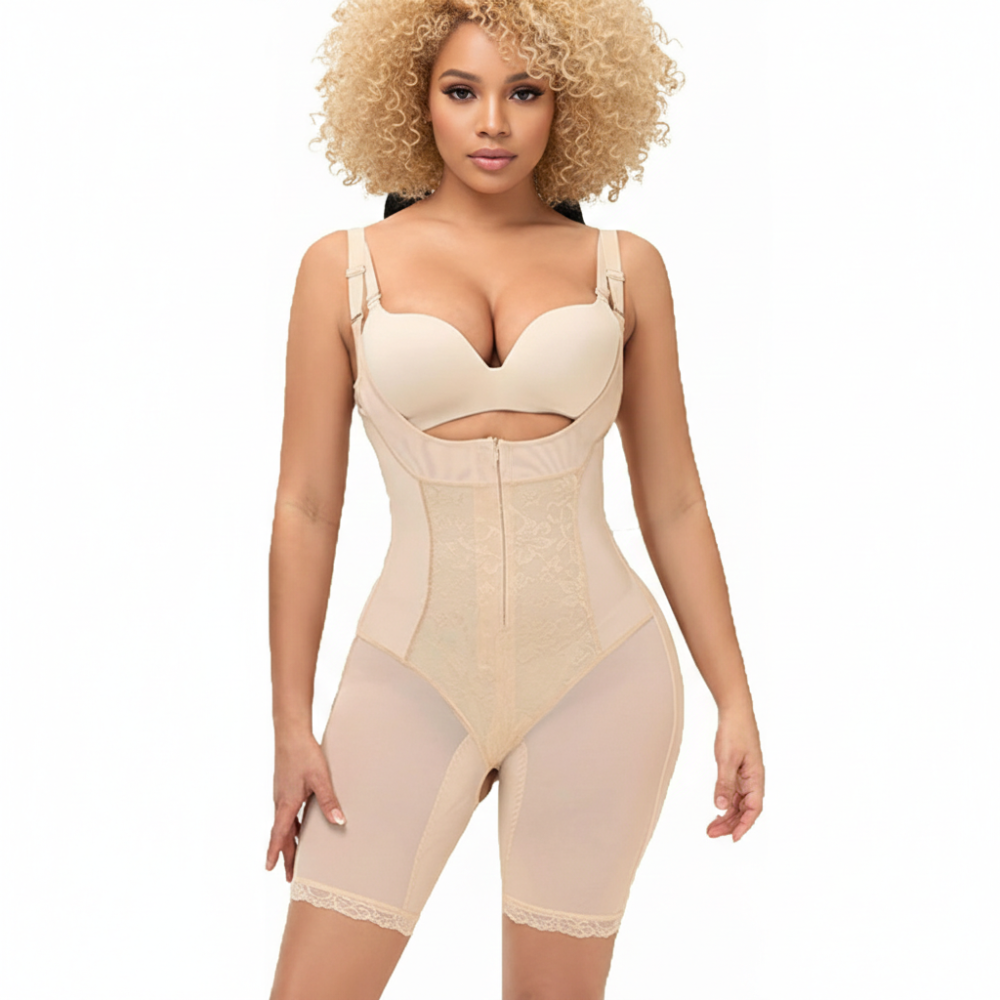 Combinaison gainante intégrale nude pour un lissage complet de la silhouette