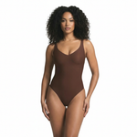 Body gainant string sans couture marron effet seconde peau