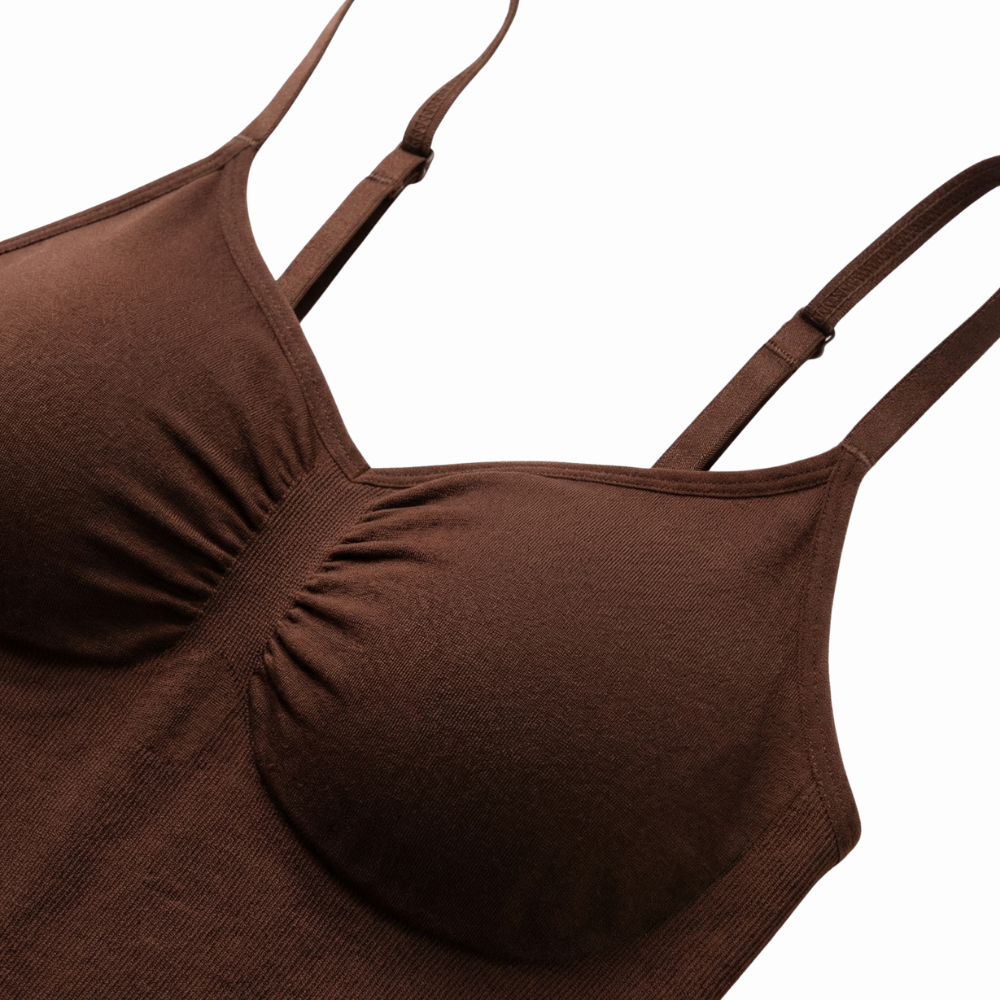 Maintien poitrine naturel et tissu technique pour body dos nu marron Gabmood