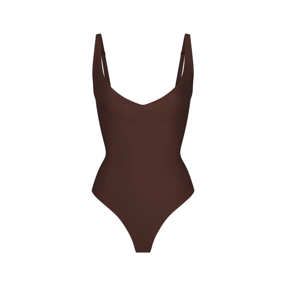 Finition laser sans démarcation pour body gainant string marron haute qualité