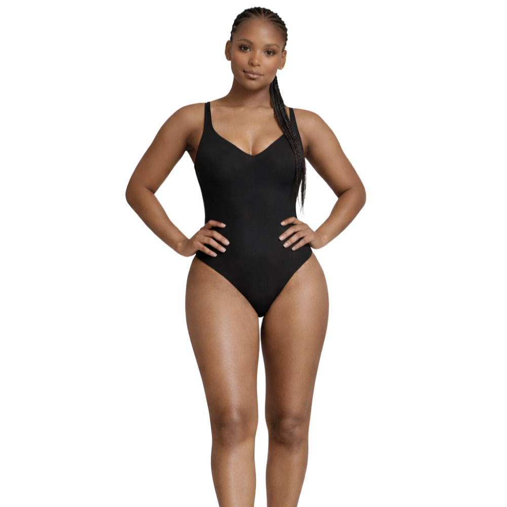 Body gainant string sans couture [marron/noir] en maille fine seconde peau Gabmood