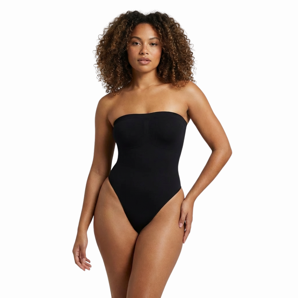 Body sculptant bustier noir Gabmood en textile technique Silk-Sculpt™, offrant une haute compression et une finition sans couture 