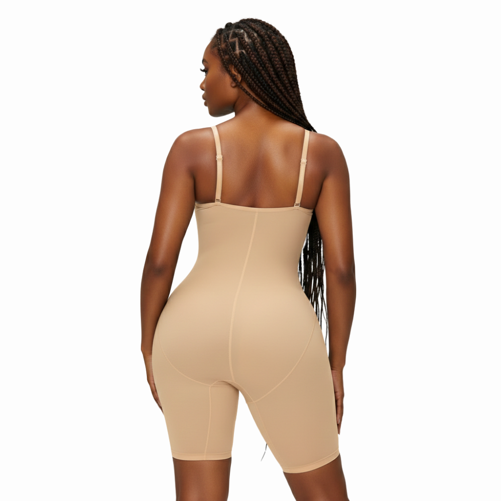 Body sculptant beige dos lisse et galbe fessier sans couture mi-cuisse