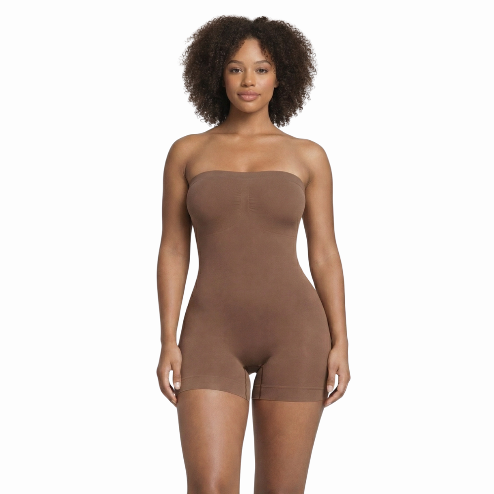 Body sculptant shorty marron sans couture marron