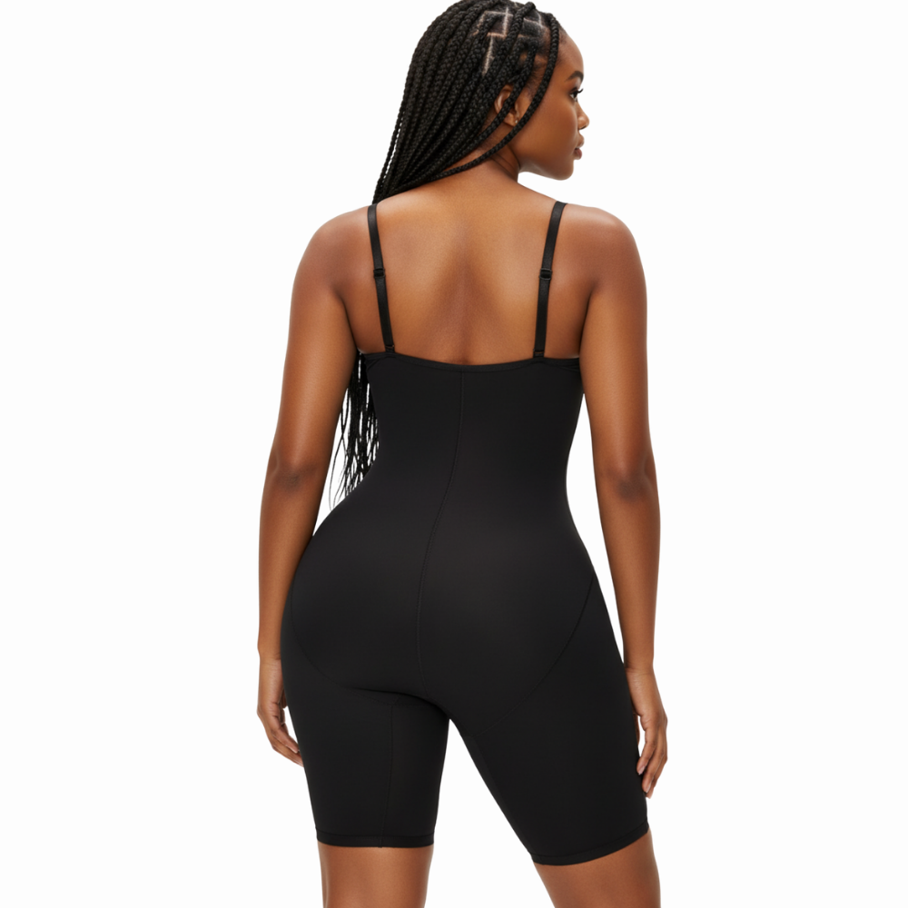 Body sculptant noir dos lisse et galbe fessier sans couture mi-cuisse