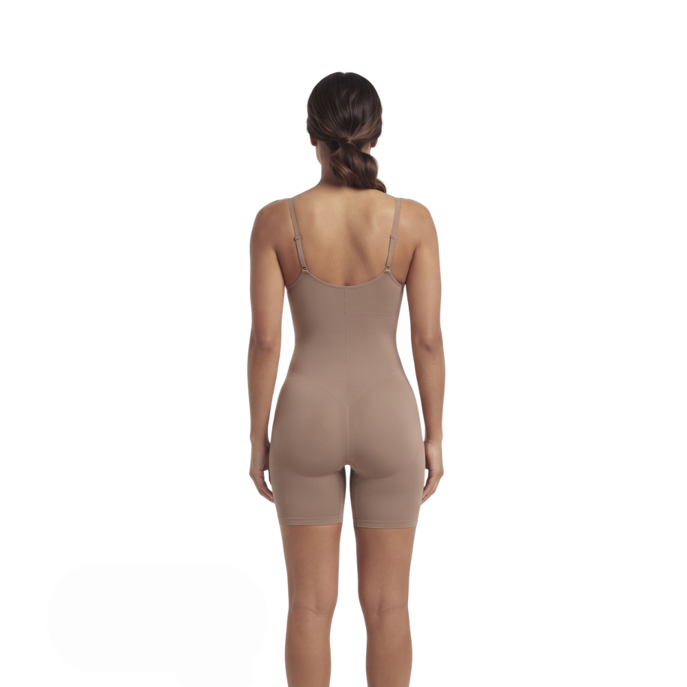 Dos du combishort sculptant zippé kaki effet push-up - Gabmood